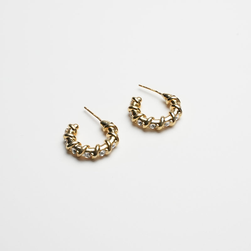 Beaded Hoop Earrings | Gold