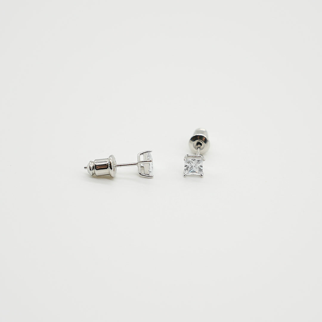 Square Diamond Earrings | Silver