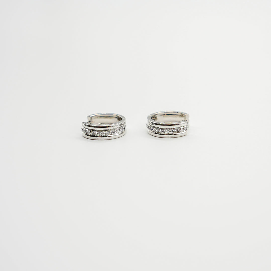 Rounded Diamond Earrings | Silver